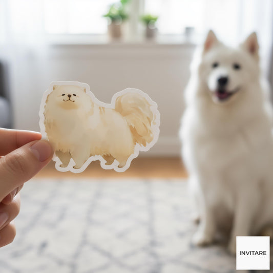 Watercolor Samoyed Sticker | Vinyl Dog Decal for Laptop, Water Bottle & Journal