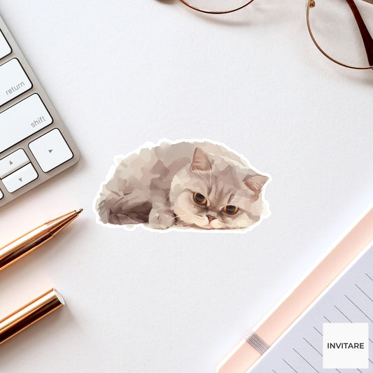 Watercolor British Shorthair Cat Sticker | Cute Cat Art Decal