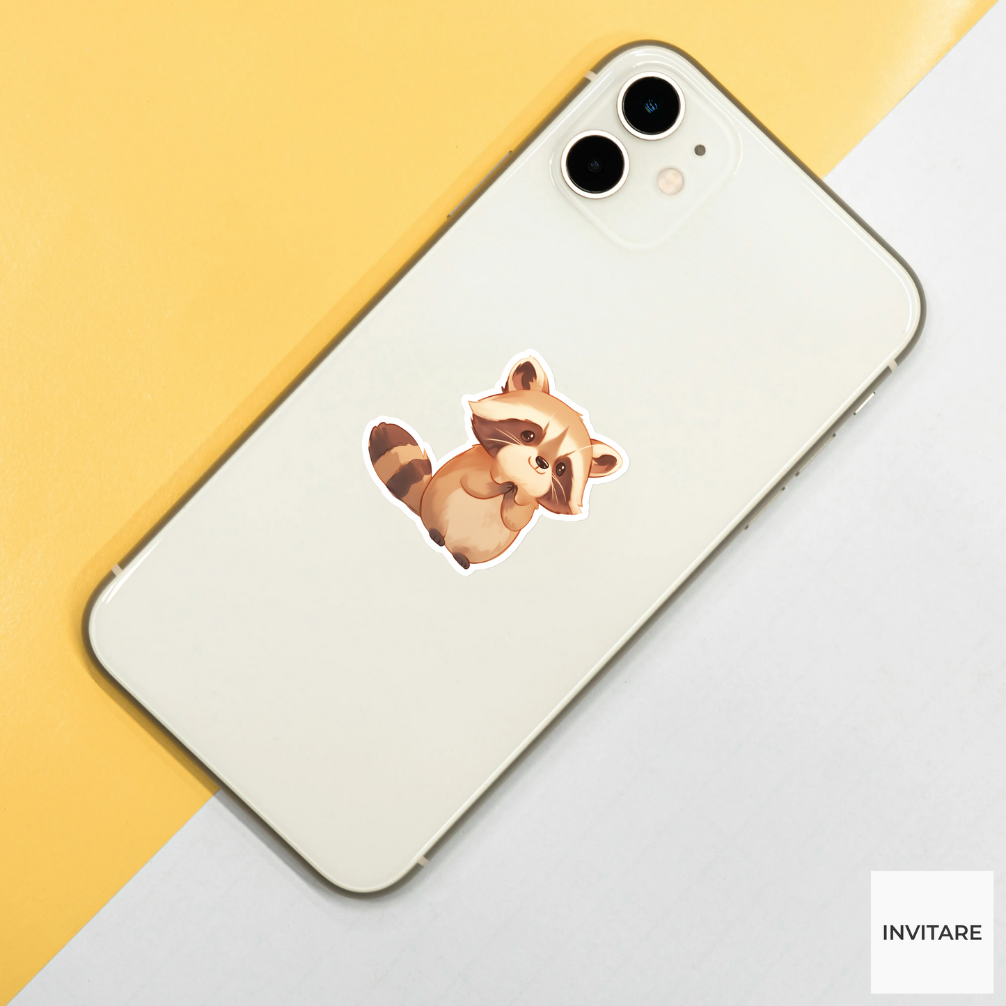 Adorable Watercolour Raccoon Vinyl Sticker | Decal for Laptops & Journals | Nature Animal Lover Gift