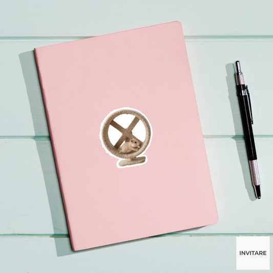 Adorable Needle Felted Hamster Running Wheel Sticker | Gift for Animal Lovers