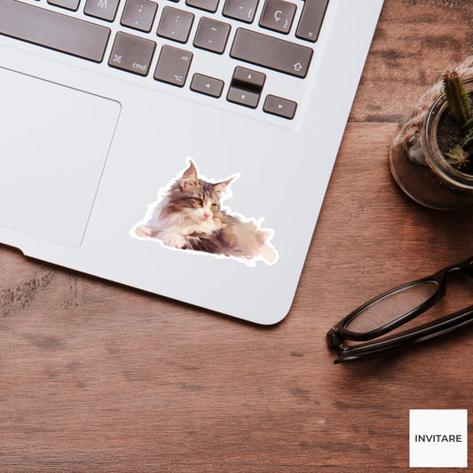 Maine Coon Sticker | Watercolour Design for Cat Lovers