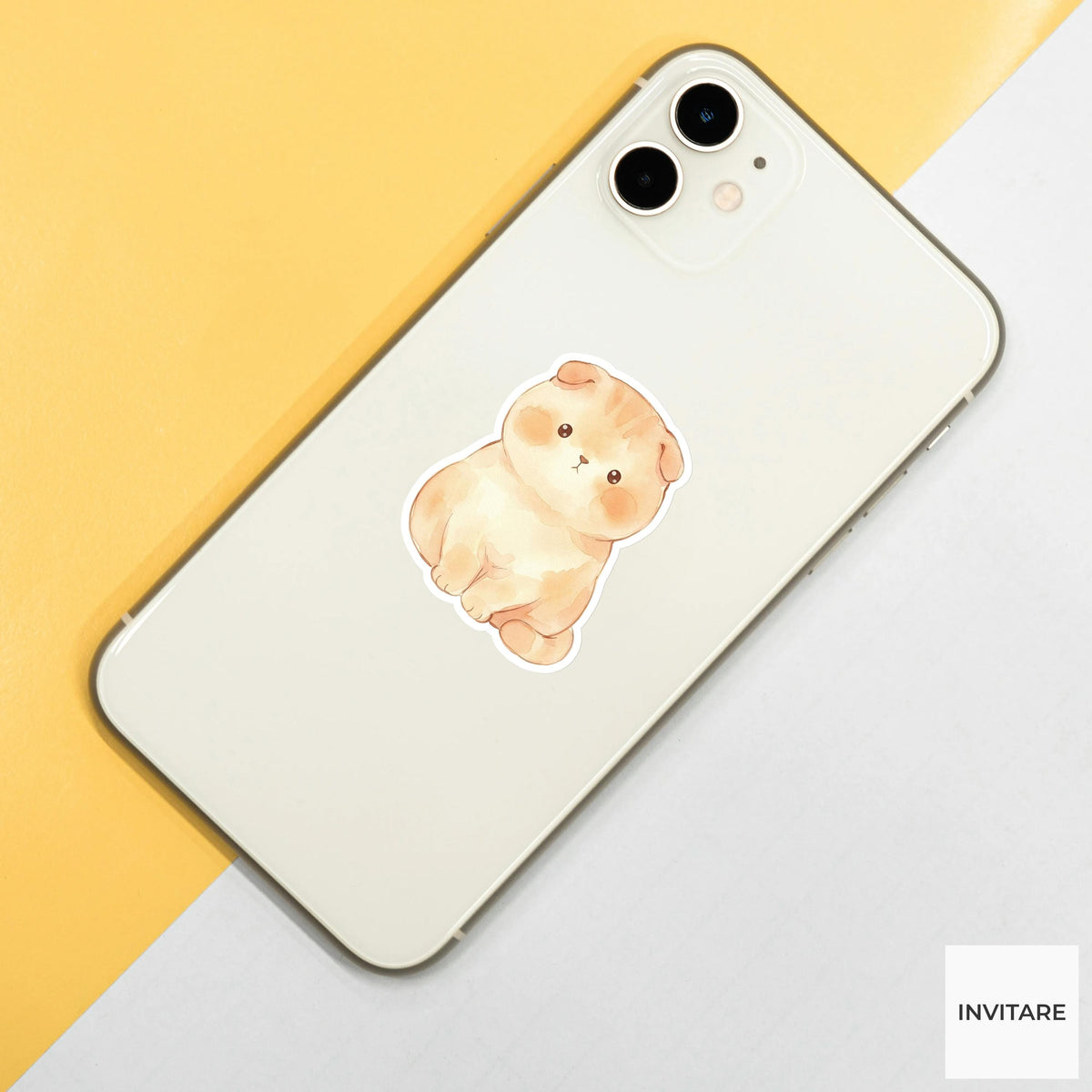 Scottish Fold Sticker Watercolor Ginger Tabby Cat Decal for Journal Planner Stationery Gift