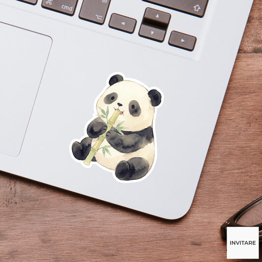 Panda Sticker Watercolor Eating Green Bamboo Mellow Bear Decal for Journal Planner Gift Stationery