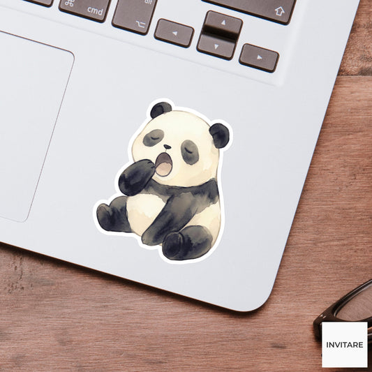 Panda Sticker Watercolor Yawning Sleepy Bear Decal for Journal Planner Gift Stationery Art Illustration
