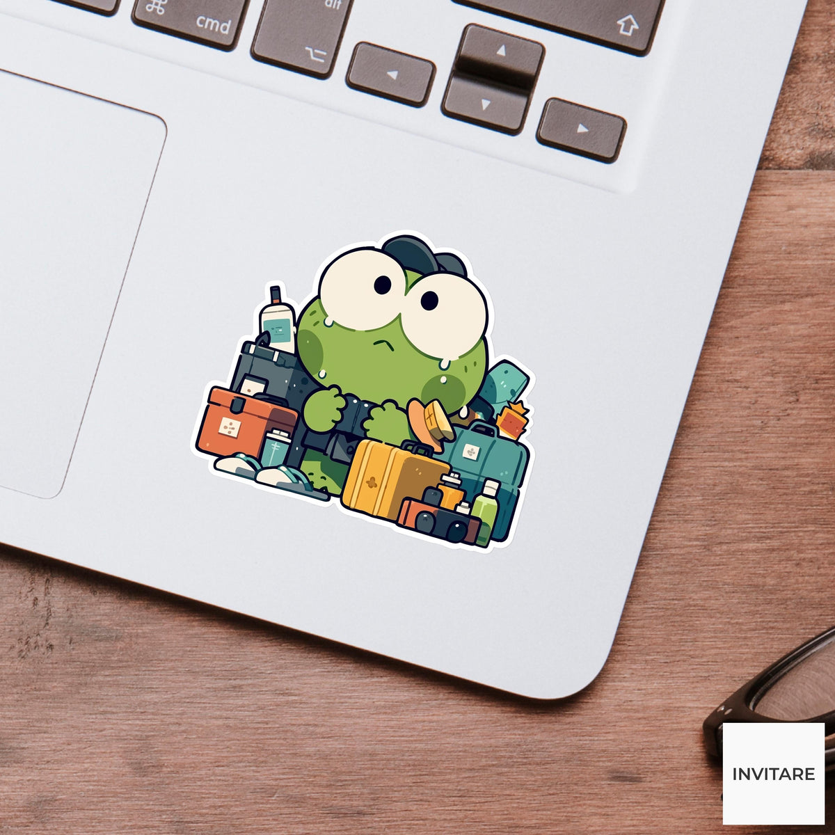 Frog Airport Security Sticker, Funny Vacation Chaos Travel Decal for Laptops