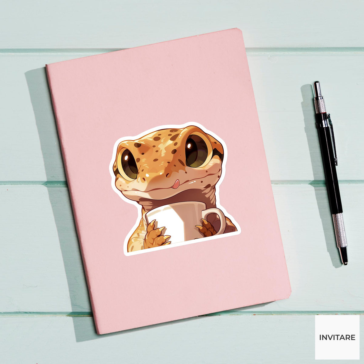 Gecko Suction Cup Sticker, Wall Assistant Funny Animal Meme Laptop Water Bottle Decal