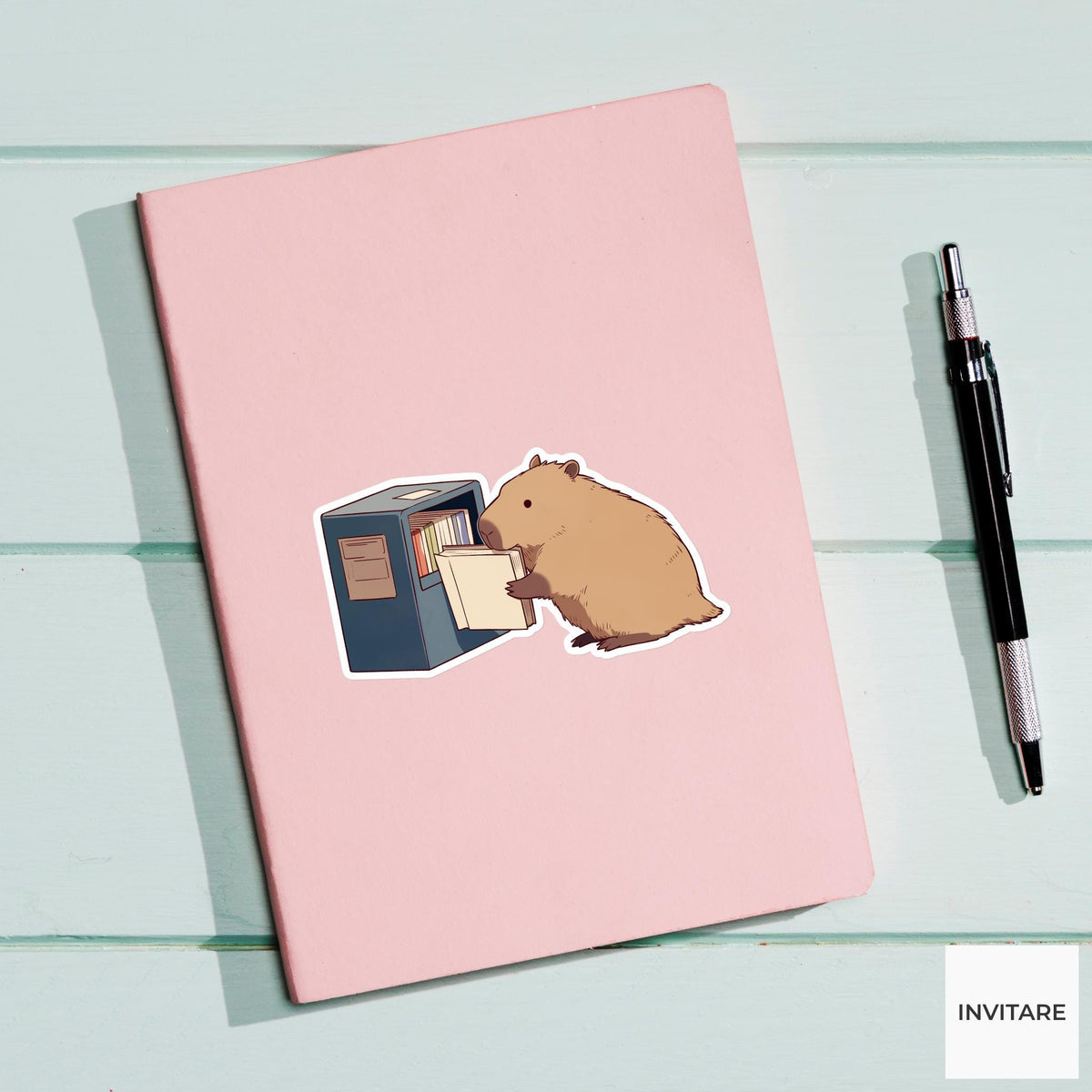 Capybara Library Return Sticker, Book Drop Kawaii Animal Laptop Water Bottle Decal