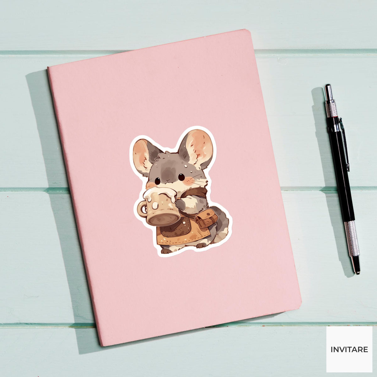 Chinchilla Ceramics Student Sticker, Cute Kawaii Laptop Bottle Planner Journal Ceramics Gift
