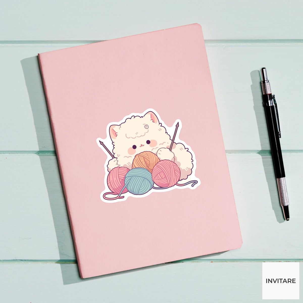 Alpaca Yarn Shop Clerk Sticker, Cute Kawaii Laptop Bottle Planner Journal Knitting Gift