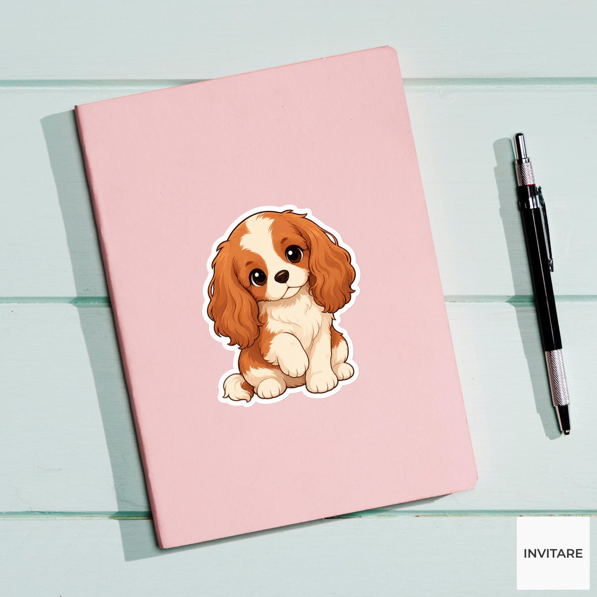 Gentle Cavalier Spaniel Sticker, Sweet Kawaii Puppy Laptop Bottle Planner Journal Dog Lover Gift