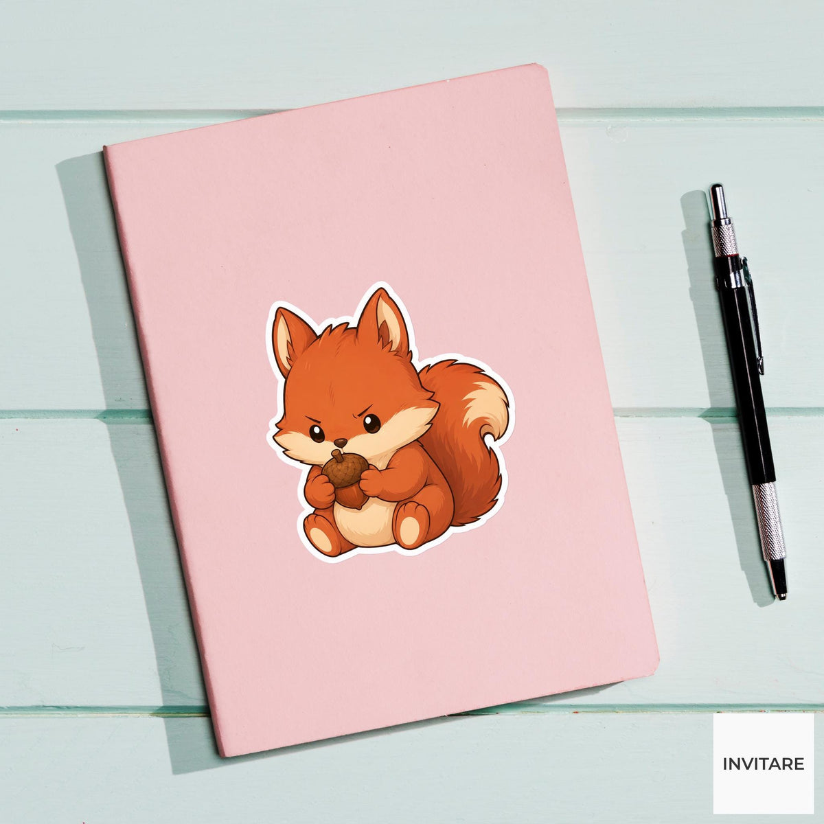 Focused Squirrel Acorn Sticker, Determined Kawaii Laptop Bottle Planner Journal Nature Lover Gift