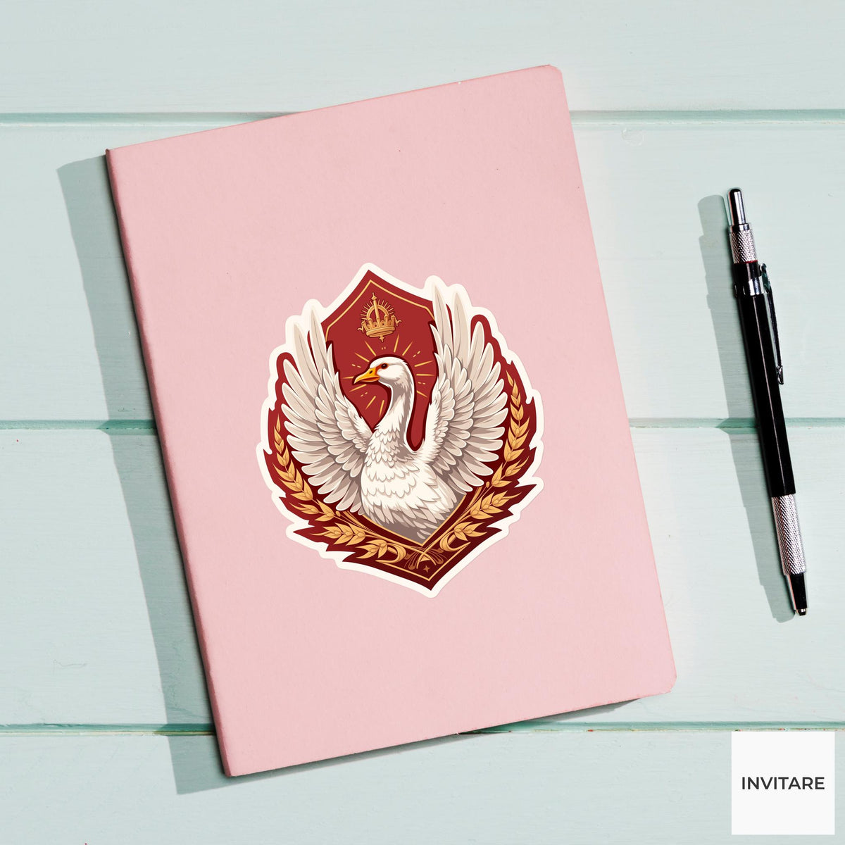 Jewel Beetle Heraldic Crest Sticker, Medieval Kawaii Laptop Water Bottle Decal