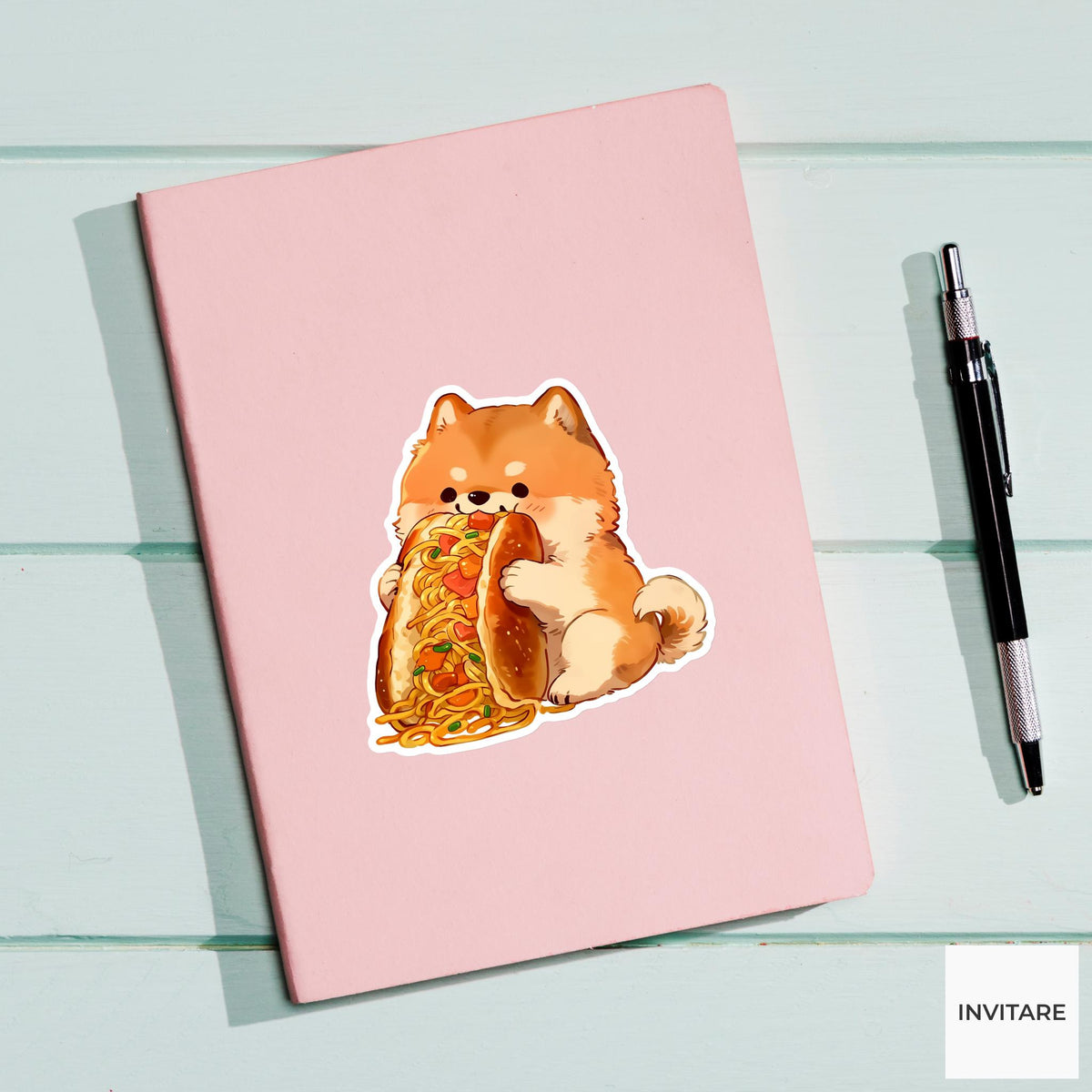 Shiba Yakisoba Bread Sticker, Cute Kawaii Foodie Kitchen Laptop Water Bottle Planner Gift