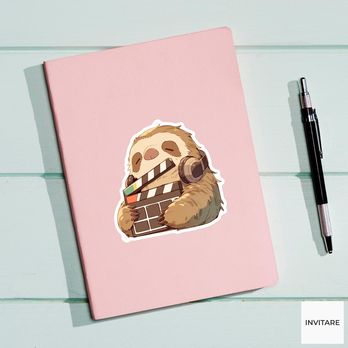 Sleepy Sloth Video Editor Sticker, Cute Kawaii Laptop Bottle Planner Journal Editor Gift
