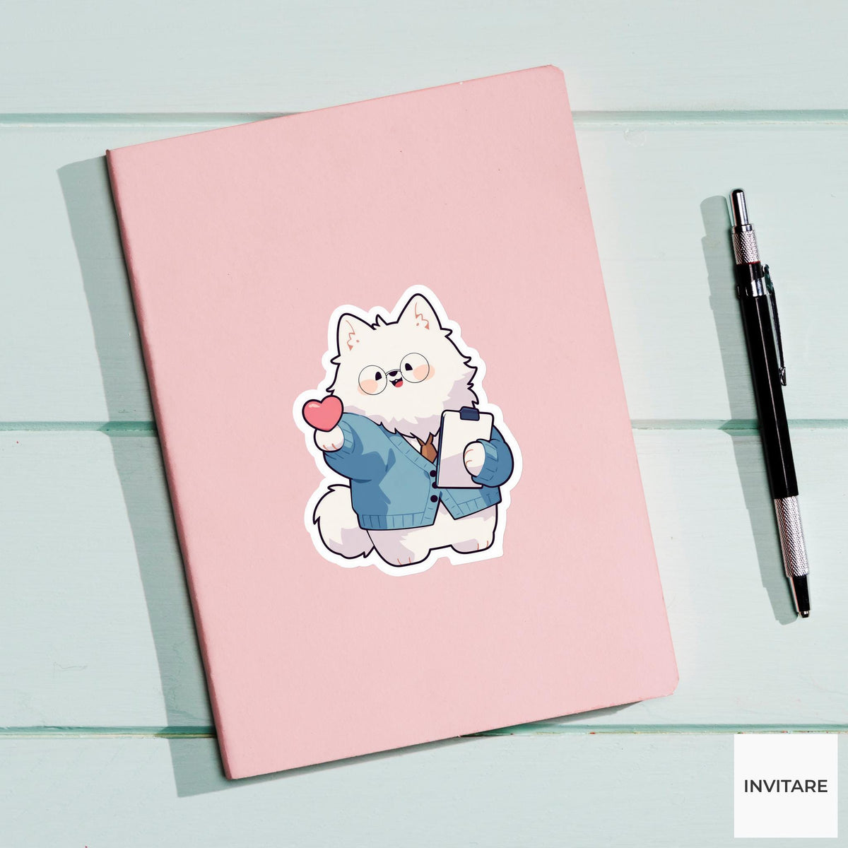 Samoyed School Counselor Sticker, Cute Kawaii Laptop Bottle Planner Journal Counselor Gift