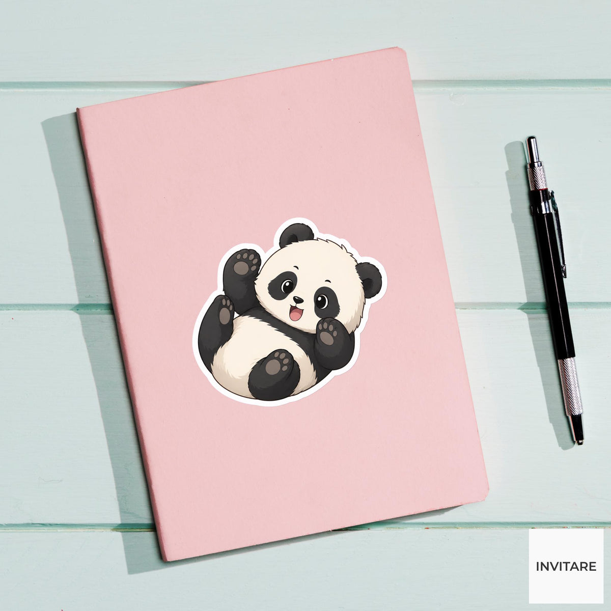 Clumsy Giant Panda Rolling Sticker, Funny Kawaii Laptop Bottle Planner Journal Animal Gift