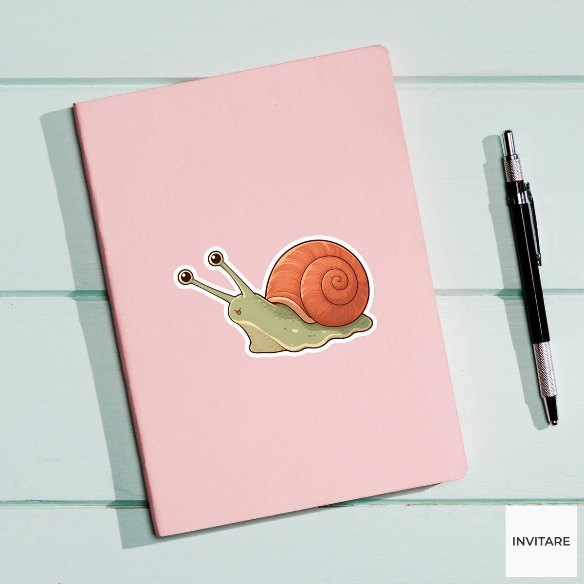 Curious Garden Snail Sticker, Happy Kawaii Laptop Bottle Planner Journal Nature Lover Gift
