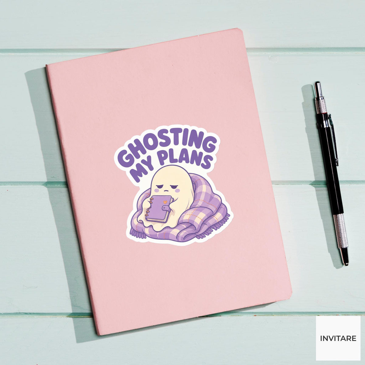 Ghosting My Plans Sticker, Funny Spooky Halloween Laptop Bottle Planner Journal Gift
