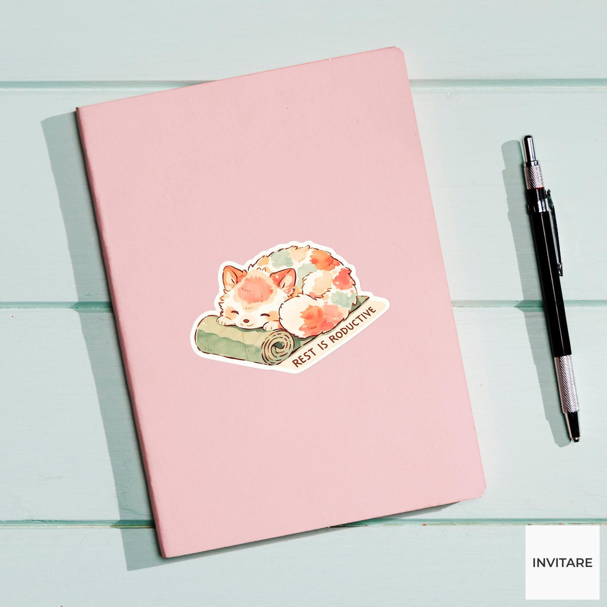 Rest Is Productive Quokka Yoga Sticker, Child Pose Laptop Planner Water Bottle Gift