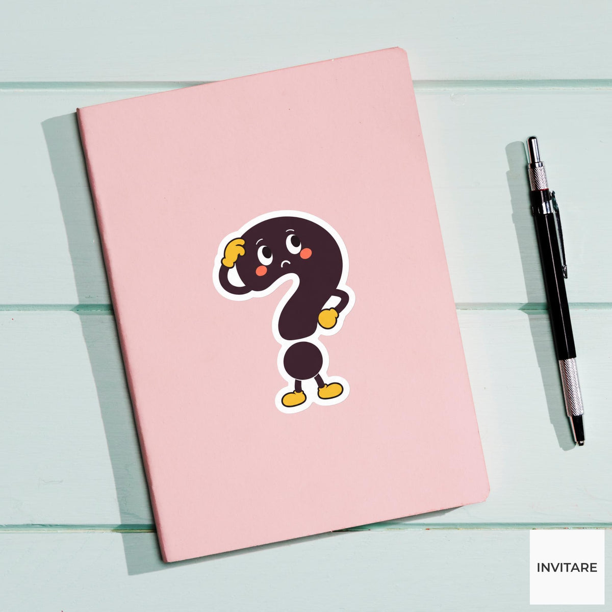 question mark scratching its rounded head with a puzzled face Vinyl Sticker