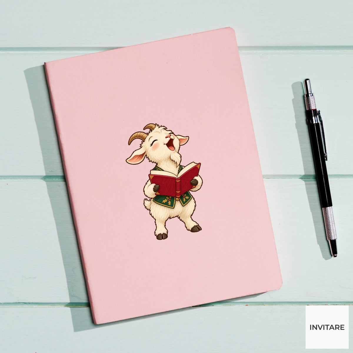 Goat Christmas Choir Vinyl Sticker, Funny Off Key Animal Caroler, Holiday Music Gift