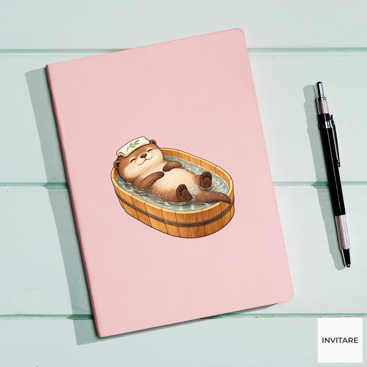 Otter Bath Vinyl Sticker, Belly Up Bath, Cozy Animal Spa Decal, Slow Living Gift