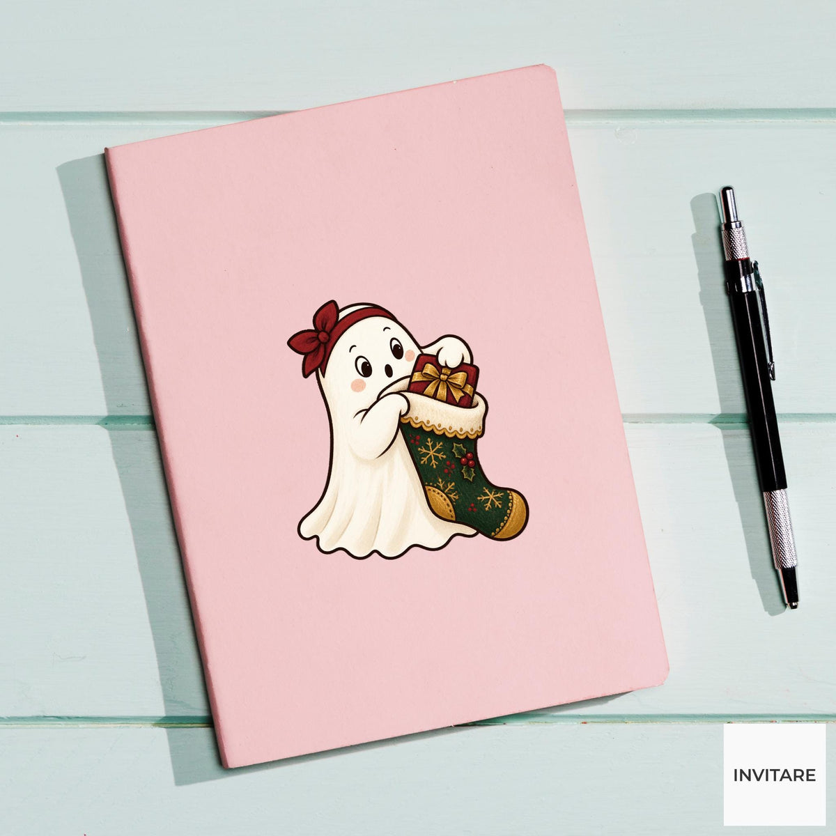 Busy Stocking Stuffer Ghost Vinyl Sticker, Cozy Christmas Chore, Festive Ghost Decal
