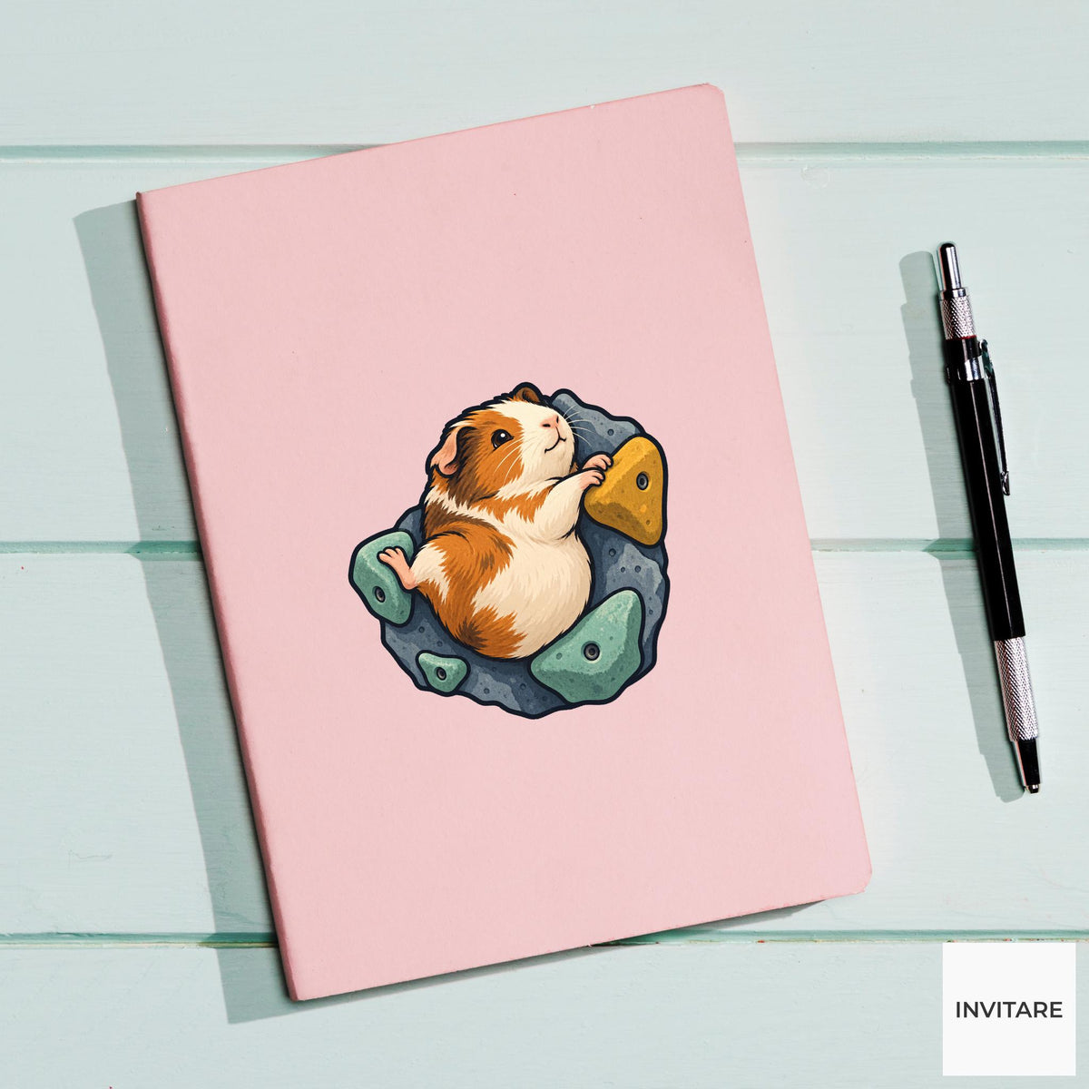 Guinea Pig Heel-Hook Loaf Vinyl Sticker, Funny Climbing Animal, Boulder Lover Gift
