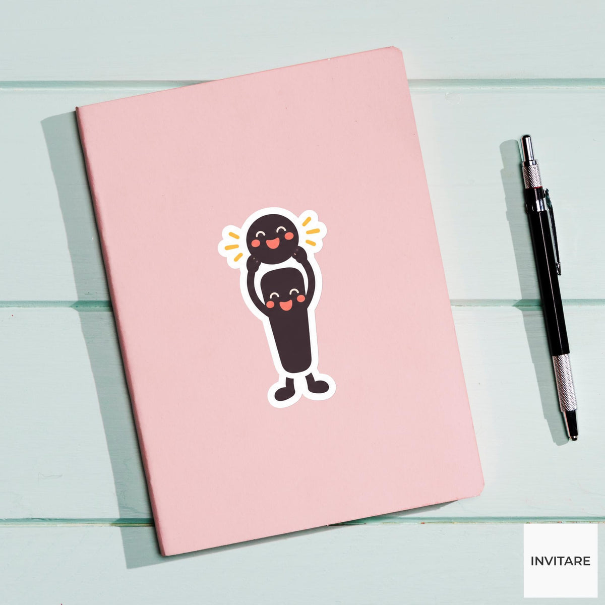exclamation mark lifting its dot proudly overhead Vinyl Sticker