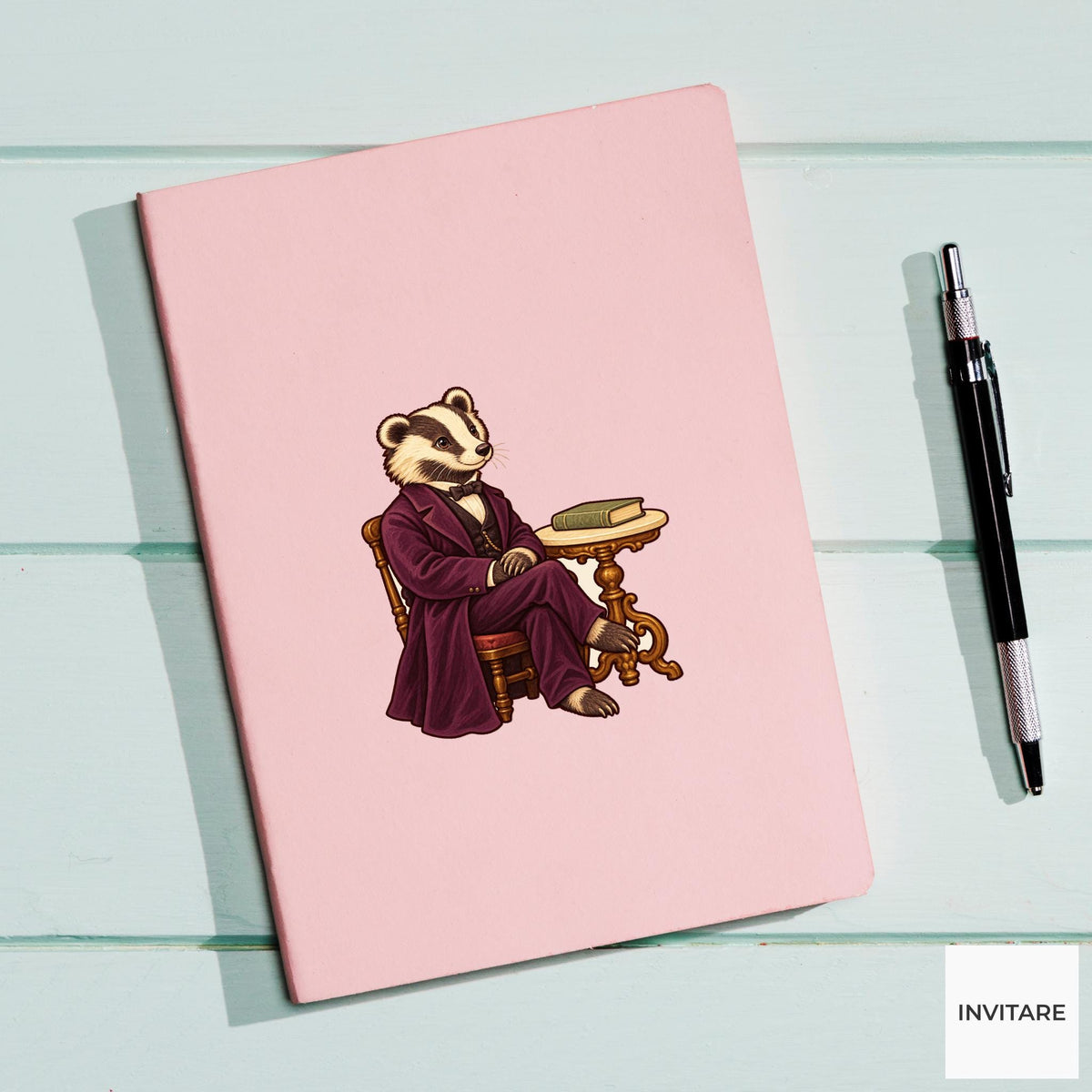 Lincoln Badger Vinyl Sticker, Vintage Animal Portrait, Hand Drawn History Lover Gift