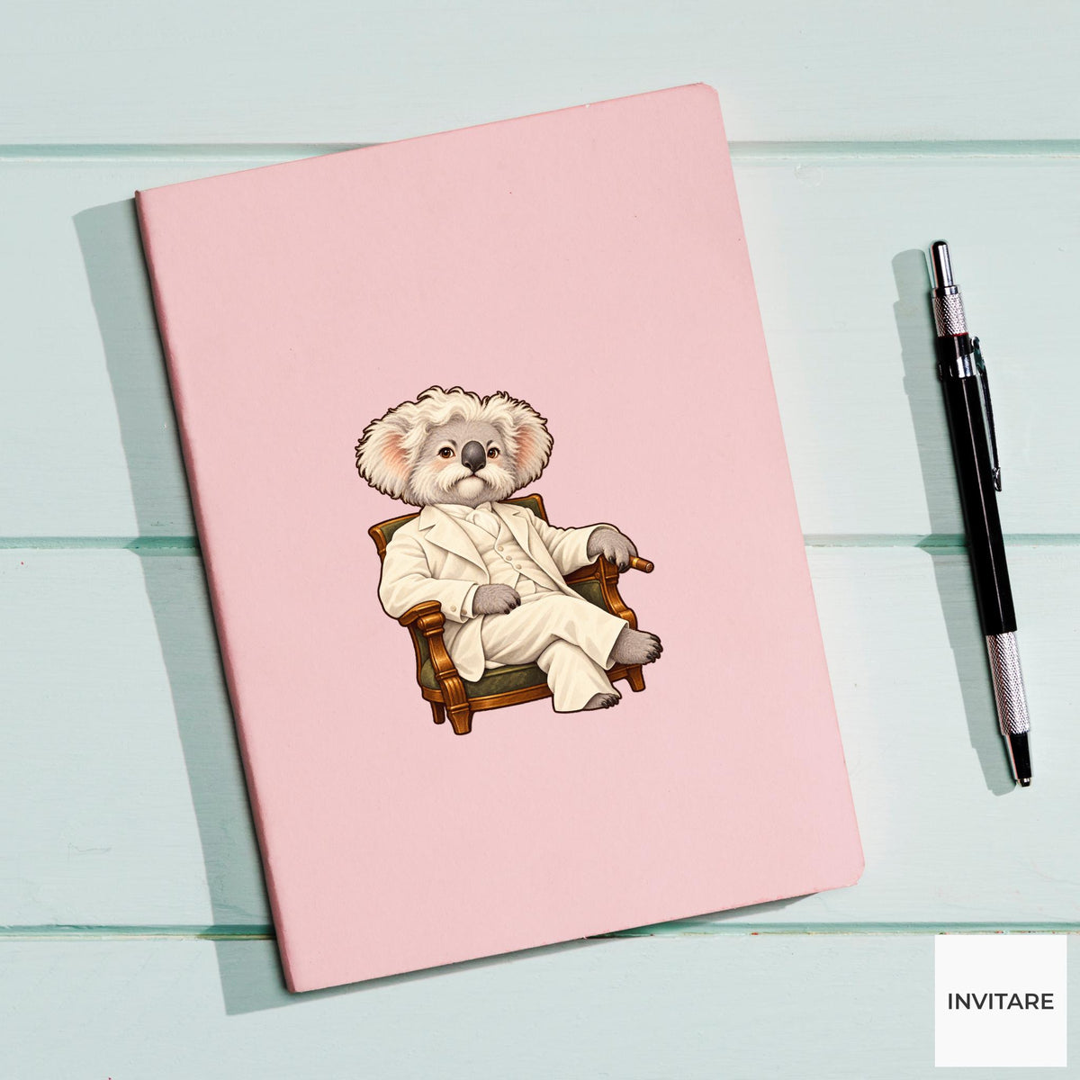 Twain Koala Vinyl Sticker, Vintage Animal Portrait, Hand Drawn History Lover Gift