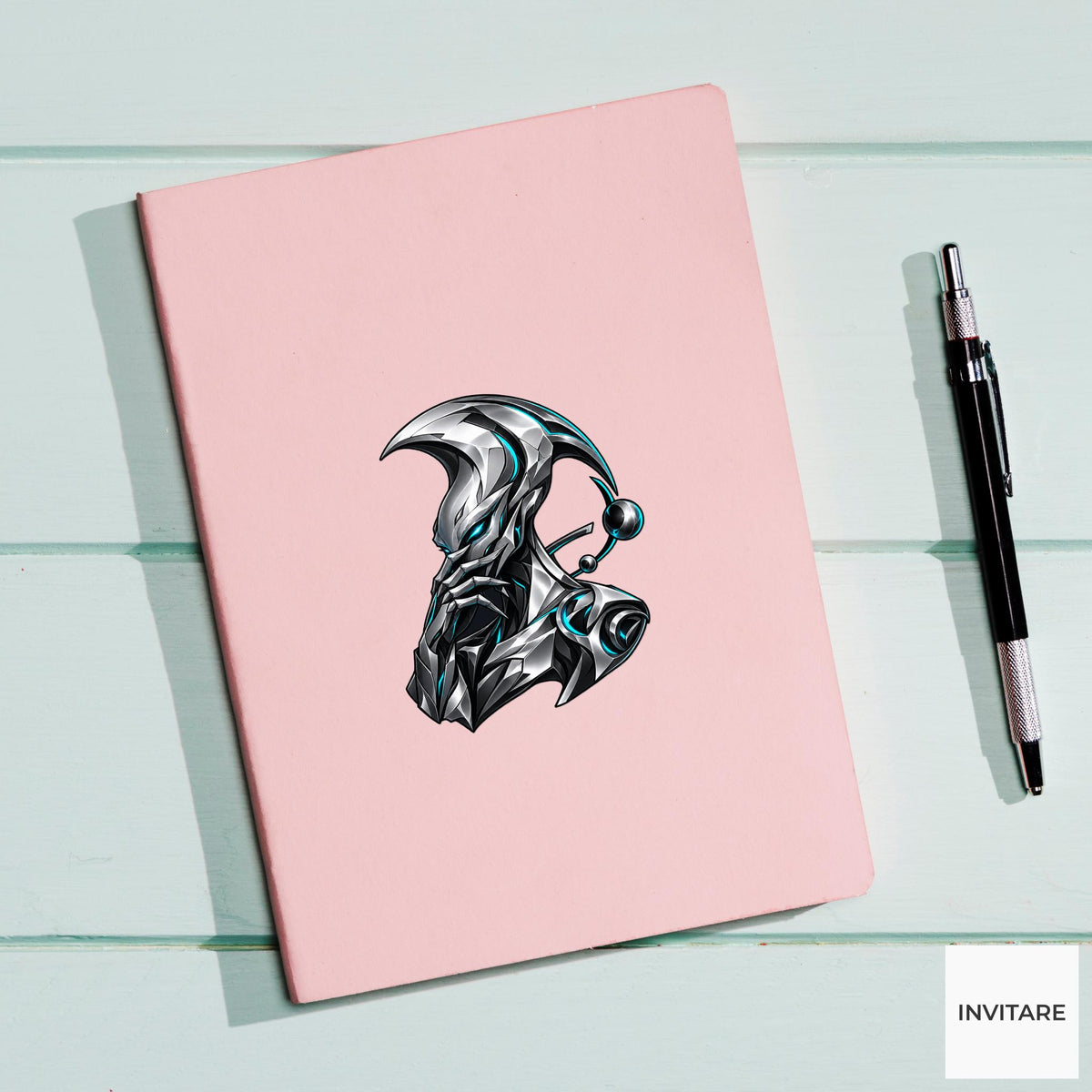 Crescent Cranium Offline Alien Vinyl Sticker, Angular Space Head Emblem, Sci Fi Laptop Gift