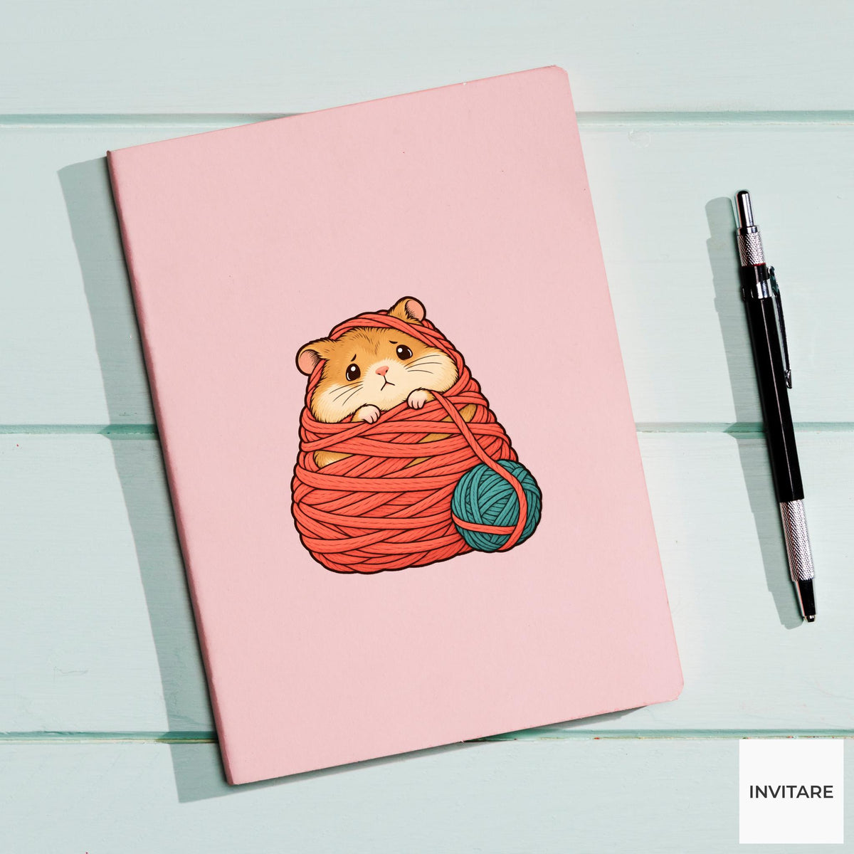 Hamster Yarn Cocoon Vinyl Sticker, Funny Craft Mishap, Cute Animal Decal, Maker Gift