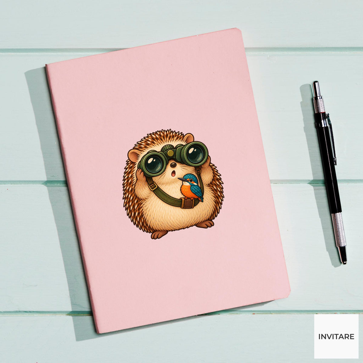 Hedgehog Kingfisher Watch Vinyl Sticker, Birdwatching Animal Decal, Birder Gift