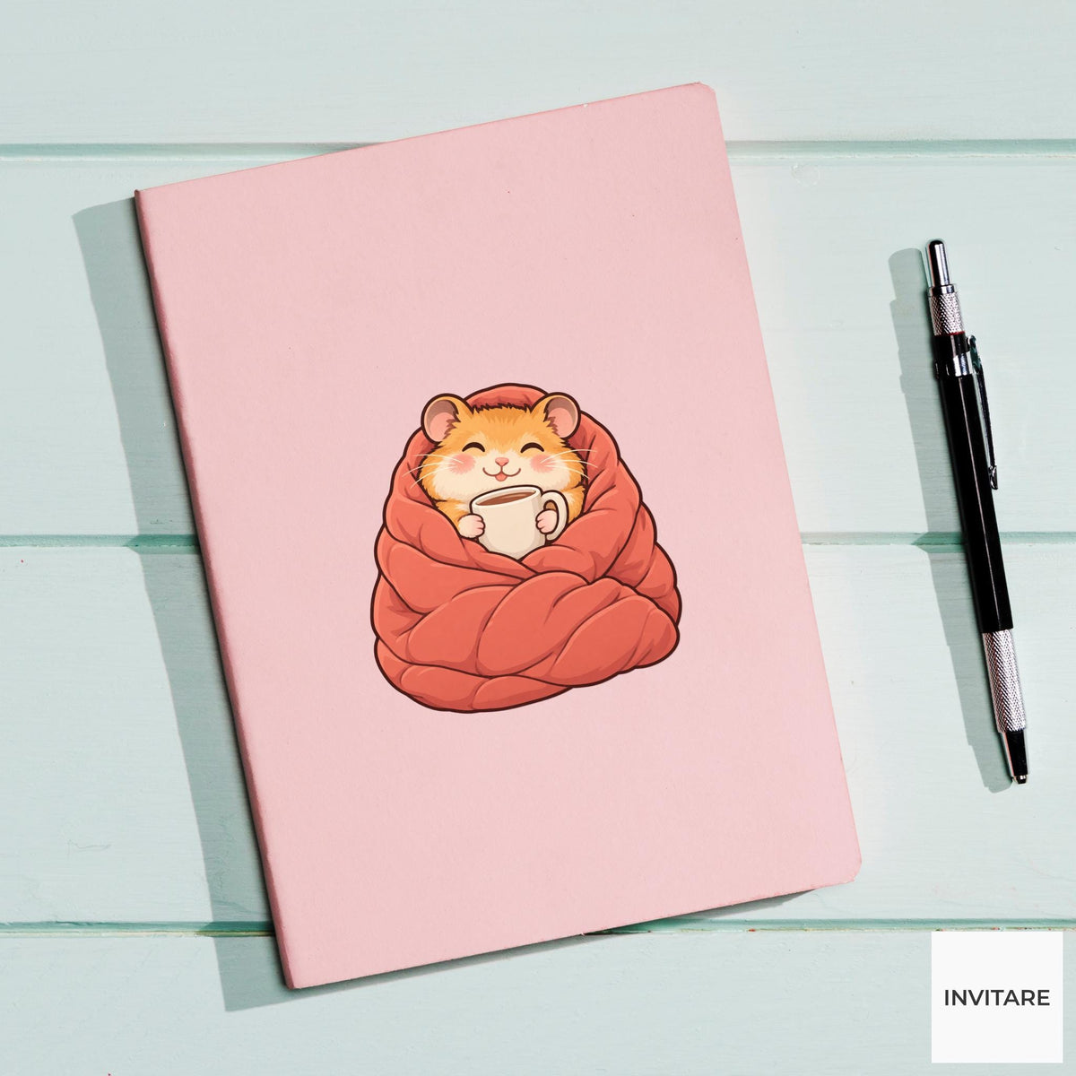 Hamster Blanket Burrito Vinyl Sticker, Cozy Homebody Animal Decal, Introvert Gift
