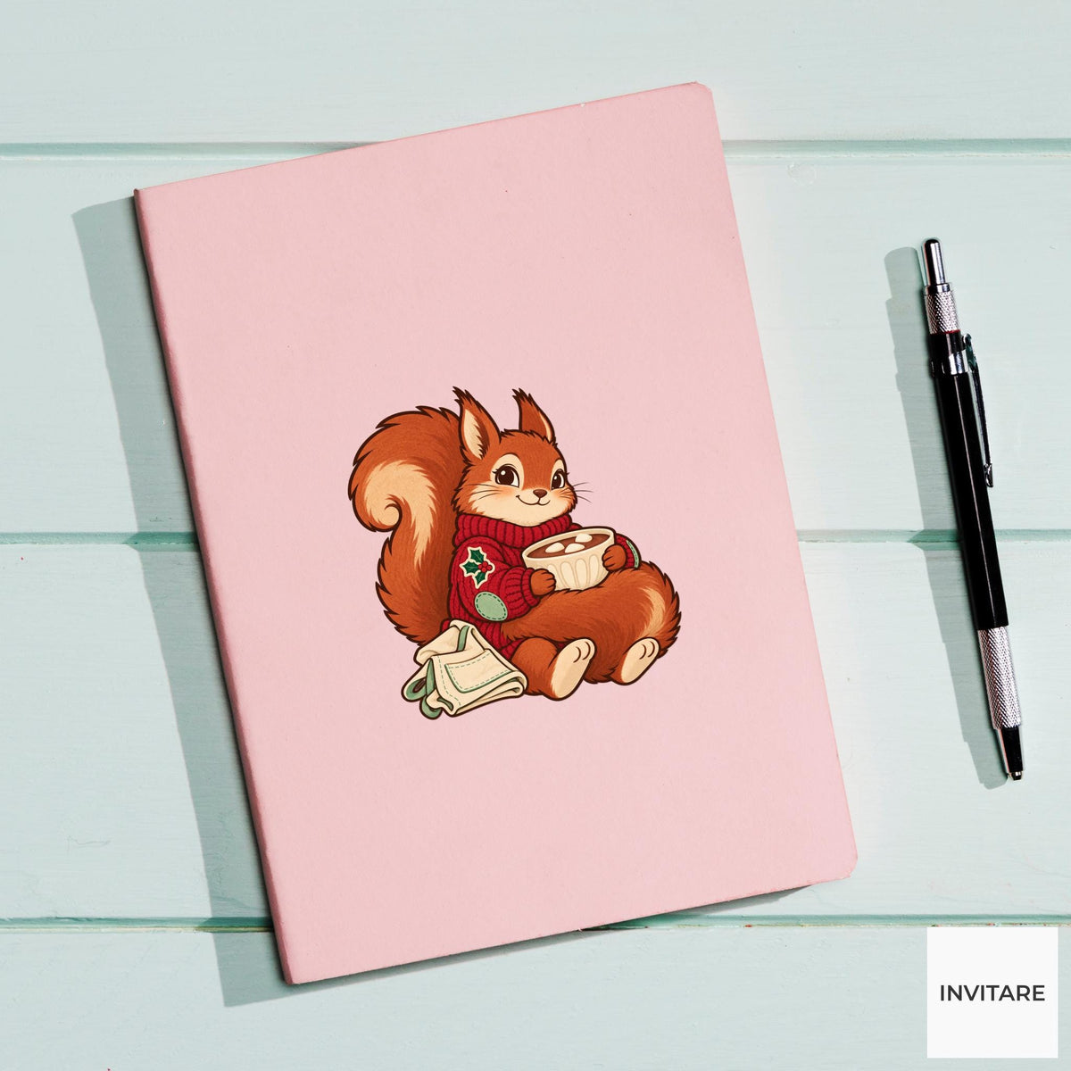 Squirrel Tail Blanket Vinyl Sticker, Christmas Cocoa After Work Cozy Time