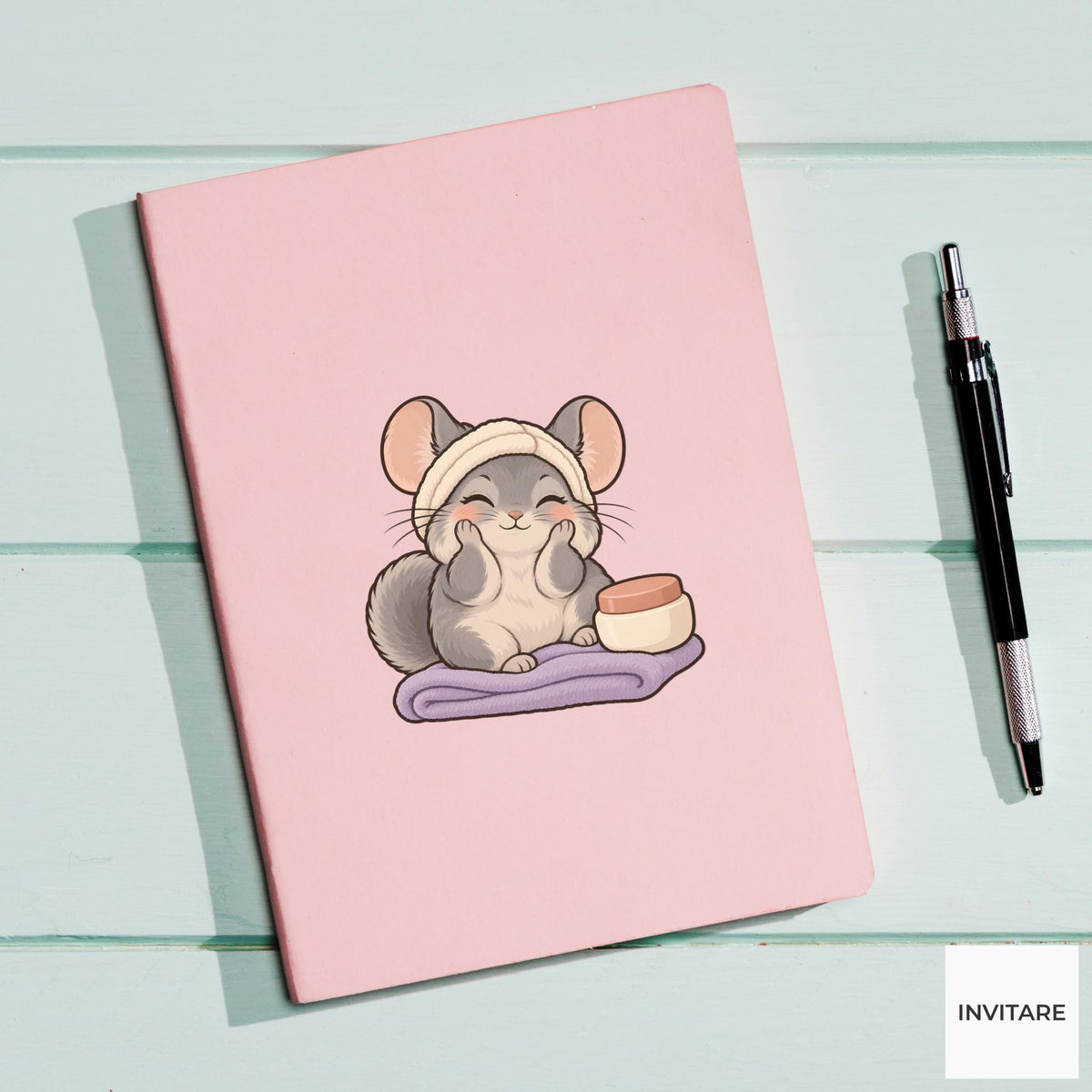 Chinchilla Face Wash Night Vinyl Sticker, Cozy Homebody Animal Decal, Introvert Gift
