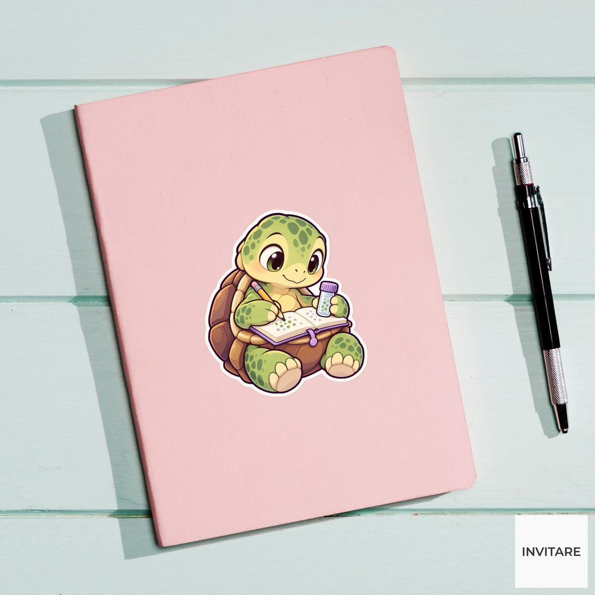 Turtle Lab-Notebook Sticker, Science Lab Animal, Laptop Journal Planner Gift