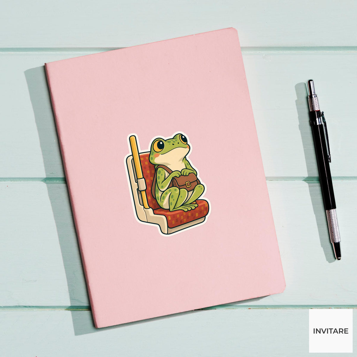 Frog Seat-Hop Restraint Sticker, Rail Commute Animal, Laptop Journal Planner Gift