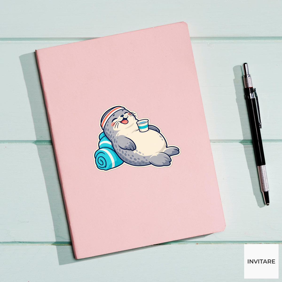 Seal Finish Flop Sticker, Cute Running Animal, Phone Case and Scrapbook Art, Jogger Gift