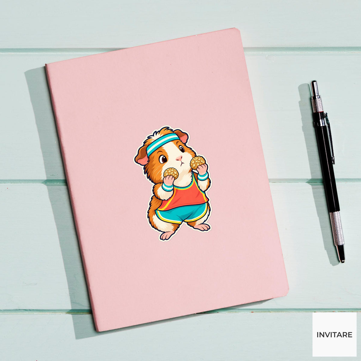 Guinea Pig Fuel Decision Sticker, Cute Running Animal, Notebook and Stationery Art, Jogger Gift