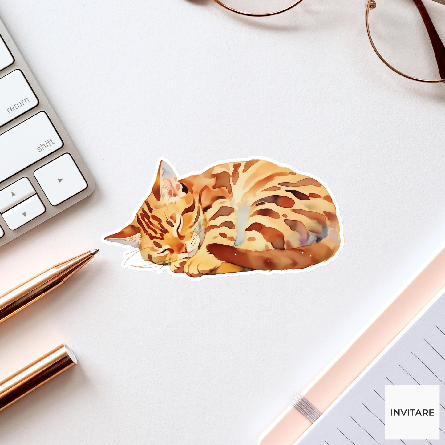 Watercolor Bengal Cat Sticker | Pet Art Decal