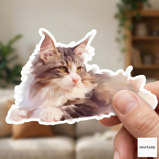 Maine Coon Sticker | Watercolour Design for Cat Lovers