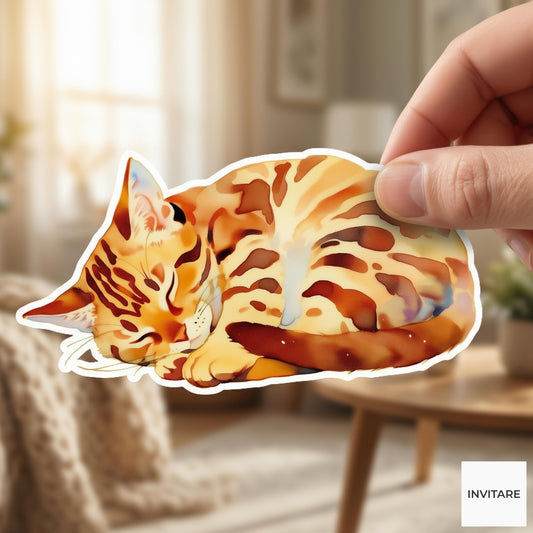 Watercolor Bengal Cat Sticker | Pet Art Decal
