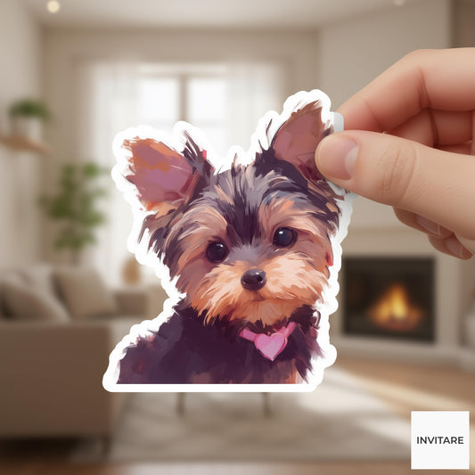 Watercolor Yorkshire Terrier Sticker | Yorkie Puppy Vinyl Decal for Laptop, Water Bottle & Journal