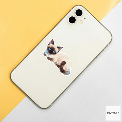 Adorable Siamese Cat Watercolour Sticker | Cat Lover Gift
