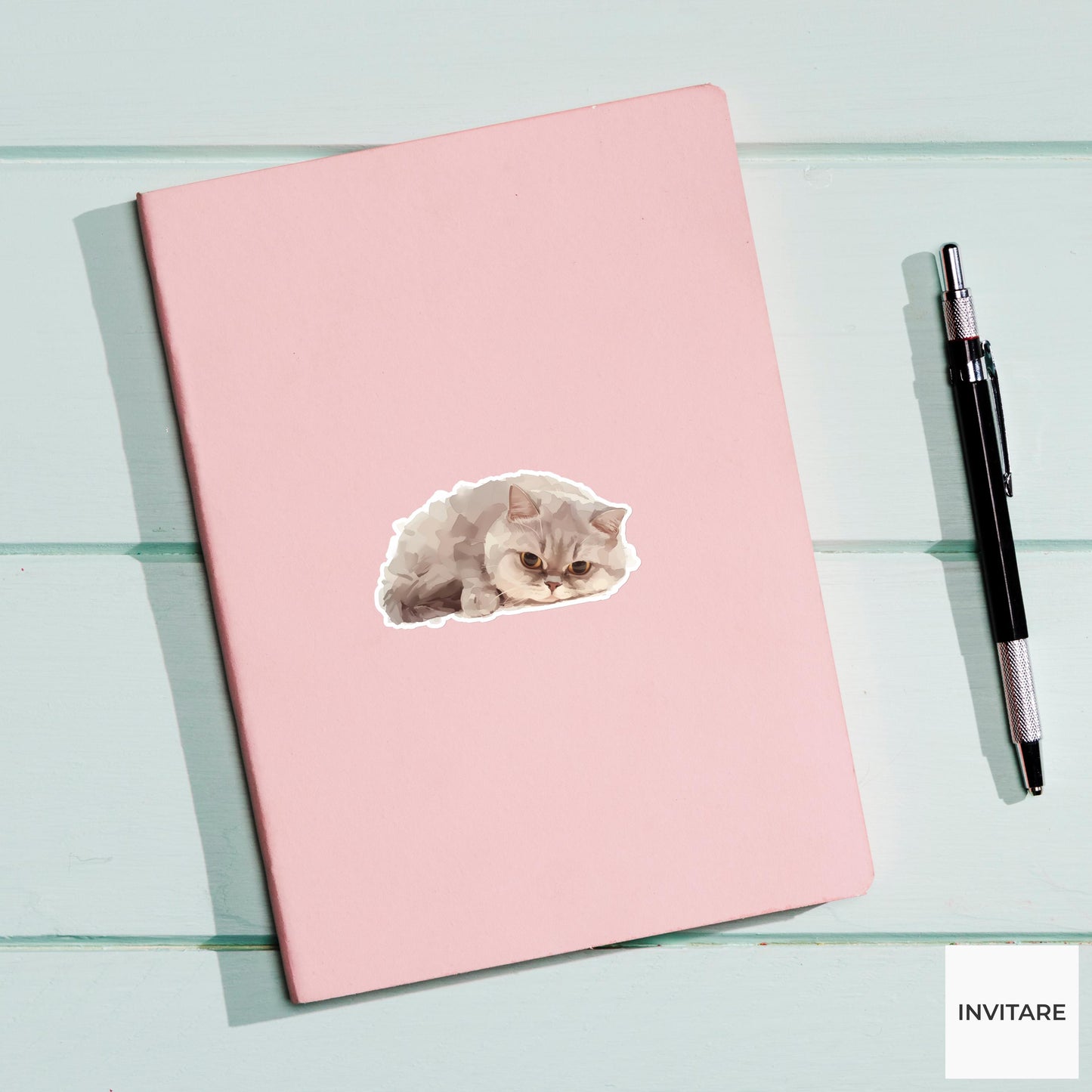 Watercolor British Shorthair Cat Sticker | Cute Cat Art Decal