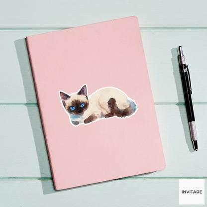 Adorable Siamese Cat Watercolour Sticker | Cat Lover Gift