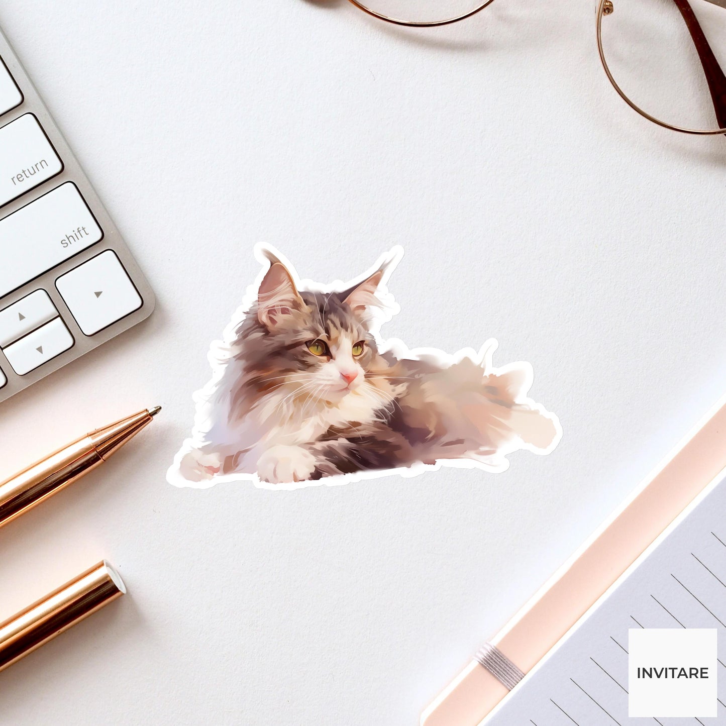 Maine Coon Sticker | Watercolour Design for Cat Lovers