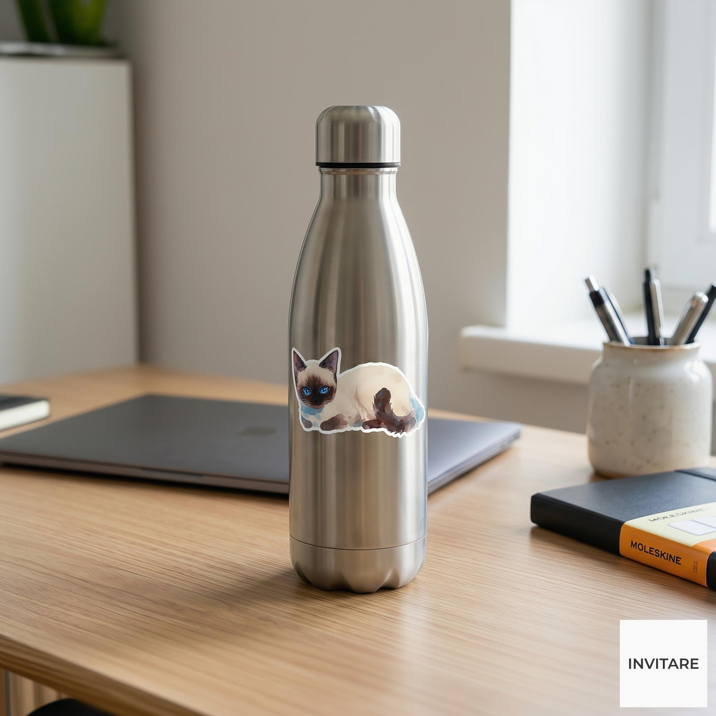Adorable Siamese Cat Watercolour Sticker | Cat Lover Gift